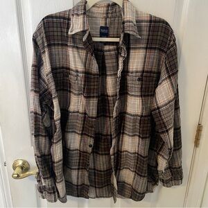 Basic Editions cotton flannel button up size large
